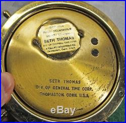 Vintage brass Seth Thomas Helmsman Ships Clock E537-001 ship bell chime works