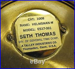 Vintage brass Seth Thomas Helmsman Ships Clock E537-001 ship bell chime works