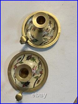 Vintage brass candle holder with handle