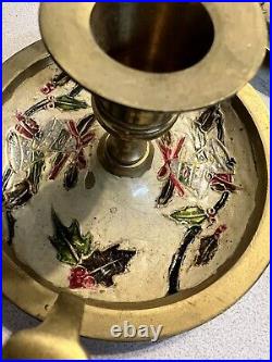 Vintage brass candle holder with handle