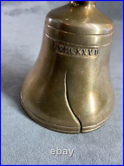 Vintage charlestown Heavy HandHeld brass bell mdcclxxvi