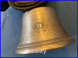 Vintage cow cattle bell Brass Bronze with leather strap collar antique