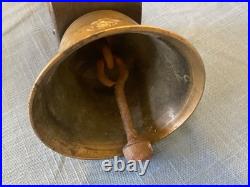 Vintage cow cattle bell Brass Bronze with leather strap collar antique