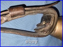 Vintage cow cattle bell Brass Bronze with leather strap collar antique