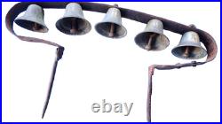 Vintage early 1800s set of conestoga wagon sleigh bells 5 bells Antique
