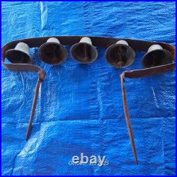 Vintage early 1800s set of conestoga wagon sleigh bells 5 bells Antique
