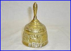 Vintage hand BELL BRONZE FIGURE metal brass Antique Victorian bells
