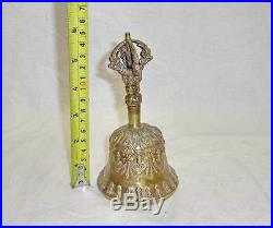 Vintage hand BELL BRONZE FIGURE metal brass Antique Victorian bells