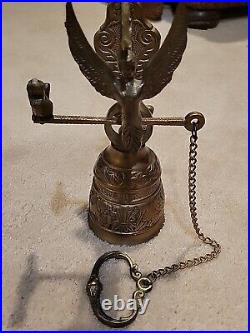 Vintage solid Brass Wall Door Bell with 3D Figural Angel and Bird