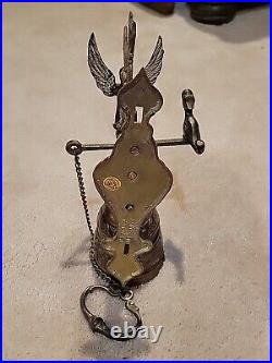 Vintage solid Brass Wall Door Bell with 3D Figural Angel and Bird