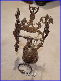 Vintage solid Brass Wall Door Bell with 3D Figural Angel and Bird