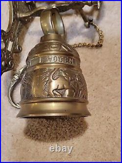 Vintage solid Brass Wall Door Bell with 3D Figural Angel and Bird