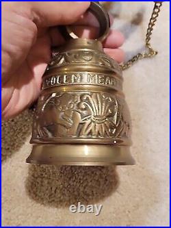 Vintage solid Brass Wall Door Bell with 3D Figural Angel and Bird