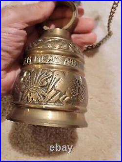 Vintage solid Brass Wall Door Bell with 3D Figural Angel and Bird