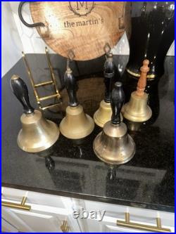 Vintage-style solid brass school bells with wooden handles Vintage-style solid brass school bells with wooden handles