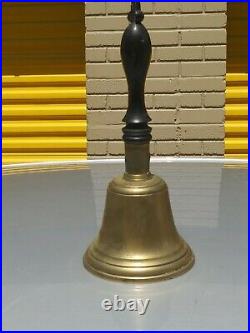 Vintahe Brass School Teacher Bell / Church / farm / large Wood Handle 11.1/8 H