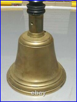 Vintahe Brass School Teacher Bell / Church / farm / large Wood Handle 11.1/8 H