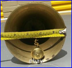 Vintahe Brass School Teacher Bell / Church / farm / large Wood Handle 11.1/8 H