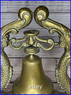 Vintge LARGE 12+ BRASS Dragon Koi Fish Dolphin Ship Bell GREAT DETAIL 10 Lbs