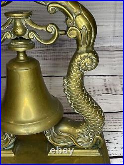 Vintge LARGE 12+ BRASS Dragon Koi Fish Dolphin Ship Bell GREAT DETAIL 10 Lbs