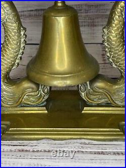 Vintge LARGE 12+ BRASS Dragon Koi Fish Dolphin Ship Bell GREAT DETAIL 10 Lbs