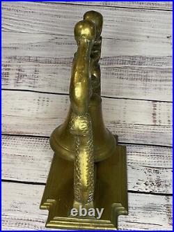 Vintge LARGE 12+ BRASS Dragon Koi Fish Dolphin Ship Bell GREAT DETAIL 10 Lbs