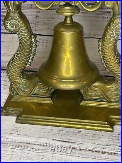 Vintge LARGE 12+ BRASS Dragon Koi Fish Dolphin Ship Bell GREAT DETAIL 10 Lbs