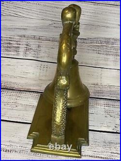 Vintge LARGE 12+ BRASS Dragon Koi Fish Dolphin Ship Bell GREAT DETAIL 10 Lbs