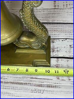 Vintge LARGE 12+ BRASS Dragon Koi Fish Dolphin Ship Bell GREAT DETAIL 10 Lbs