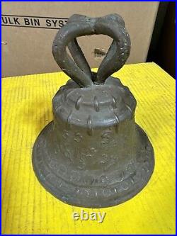Vtg 1818 BRONZE MISSION BELL, Large Antique Spanish Colonial Mexico Brass Church