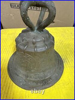 Vtg 1818 BRONZE MISSION BELL, Large Antique Spanish Colonial Mexico Brass Church