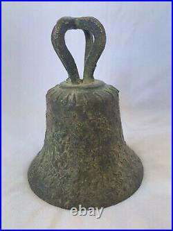 Vtg 1818 BRONZE MISSION BELL, Large Antique Spanish Colonial Mexico Brass Church
