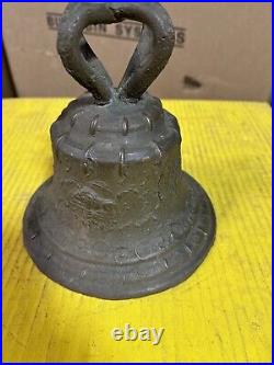 Vtg 1818 BRONZE MISSION BELL, Large Antique Spanish Colonial Mexico Brass Church