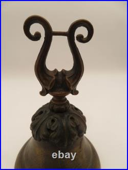 Vtg Antique Brass Bell Lyre Handle