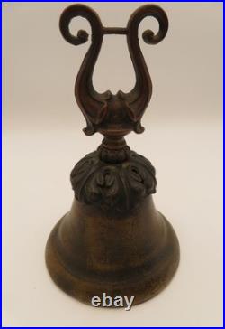 Vtg Antique Brass Bell Lyre Handle
