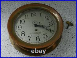 Vtg Antique Brass Chelsea Clock Co. Boston Ship's Bell Key Works 5 Digit Serial