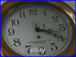 Vtg Antique Brass Chelsea Clock Co. Boston Ship's Bell Key Works 5 Digit Serial