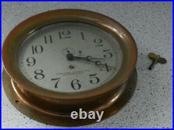 Vtg Antique Brass Chelsea Clock Co. Boston Ship's Bell Key Works 5 Digit Serial