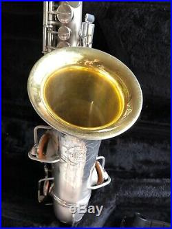 Vtg Antique Conn Alto Saxophone W Mop 1919 Silver Plate Gold Wash Bell