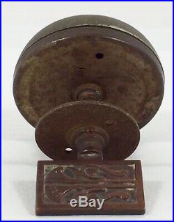 Vtg Antique Crank Door Bell Turn Key Brass Metal ART NOUVEAU Knob Works USA