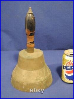 Vtg Antique Large Solid Brass School Town Crier Bell Largest One Ever! 6.5x11.5