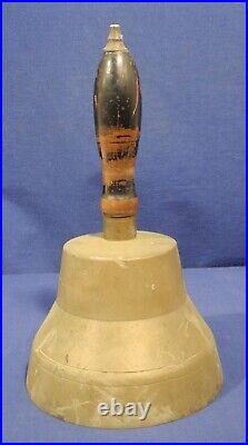 Vtg Antique Large Solid Brass School Town Crier Bell Largest One Ever! 6.5x11.5