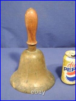 Vtg Antique Large Solid Brass School Town Crier Bell Largest One Ever! 7.3x11.5