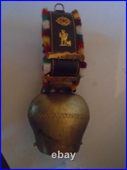 Vtg Appenzell Large Swiss Cow Bell Leather Strap Brass Buckle ornaments