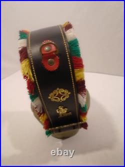Vtg Appenzell Large Swiss Cow Bell Leather Strap Brass Buckle ornaments