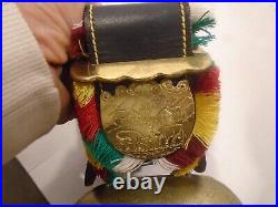 Vtg Appenzell Large Swiss Cow Bell Leather Strap Brass Buckle ornaments