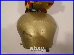 Vtg Appenzell Large Swiss Cow Bell Leather Strap Brass Buckle ornaments