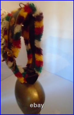 Vtg Appenzell Large Swiss Cow Bell Leather Strap Brass Buckle ornaments
