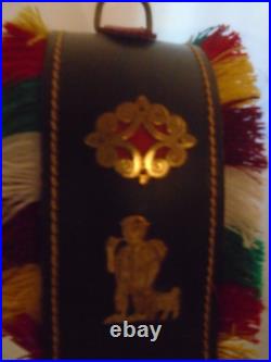 Vtg Appenzell Large Swiss Cow Bell Leather Strap Brass Buckle ornaments