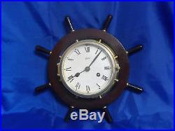 Vtg Aug. Schatz & Sohne Ship Nautical Bell Clock With Key Tested & Working